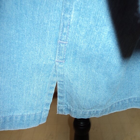 NWT Women's Plus 3X C J Banks Blue Denim Coat Jacket Unlined Pocket 100% Cotton - Picture 9 of 12